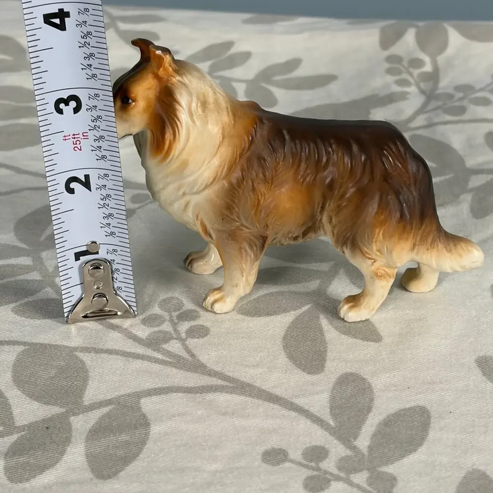 Vintage Ceramic Rough Collie Dog Figurine Hand Painted Lassie Style cottage
